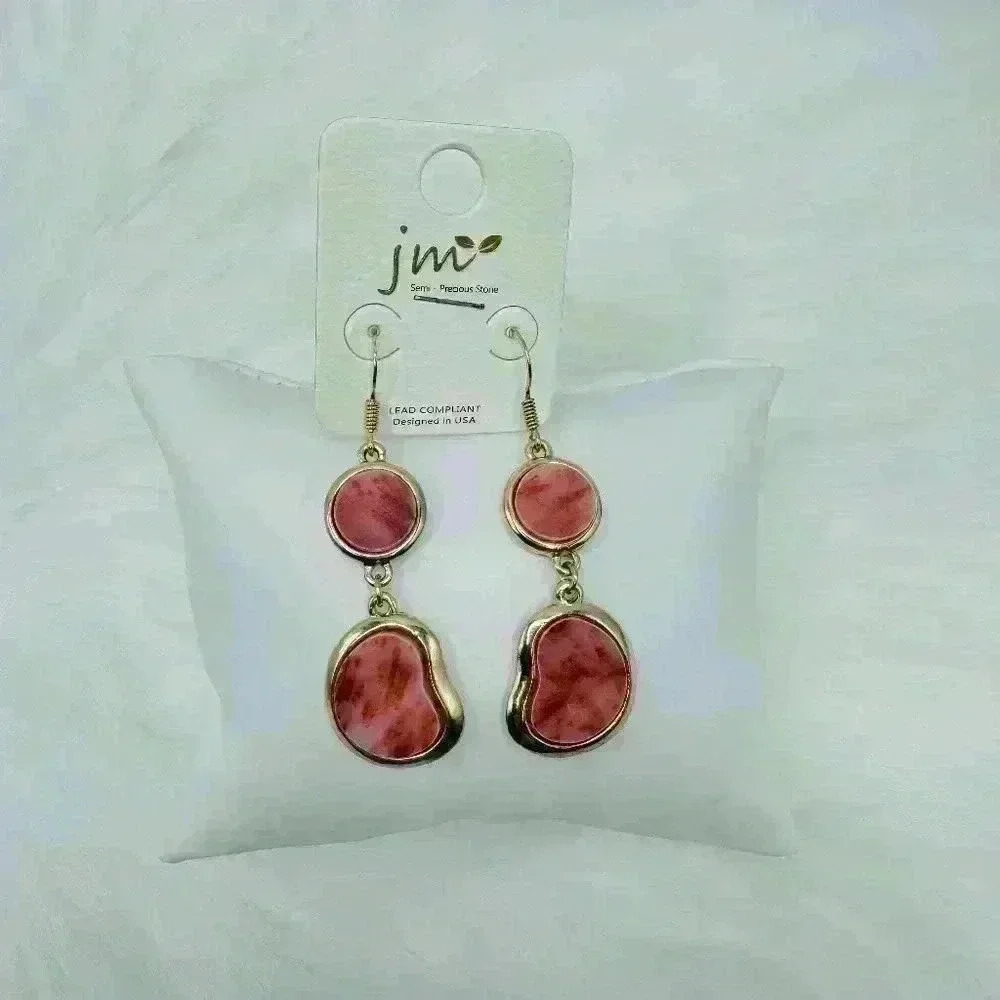 Red Marble Statement Earrings